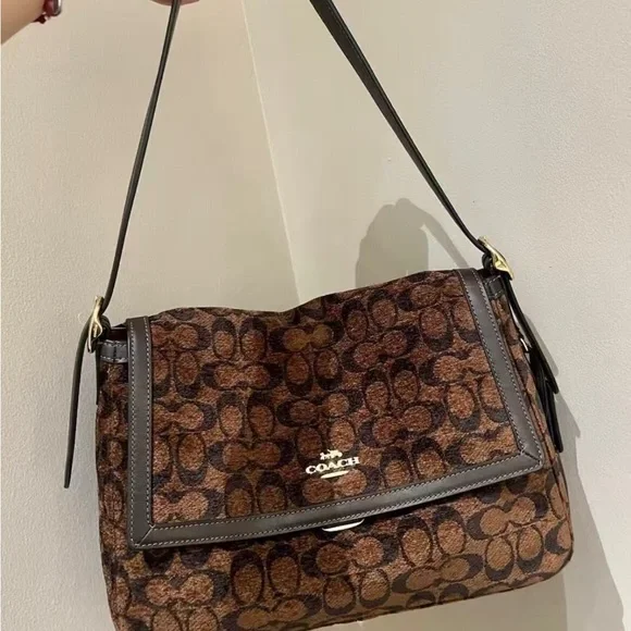 Coach Etta Flap Shoulder Bag in Signature Chenille CCE58 NWT - Picture 2 of 7